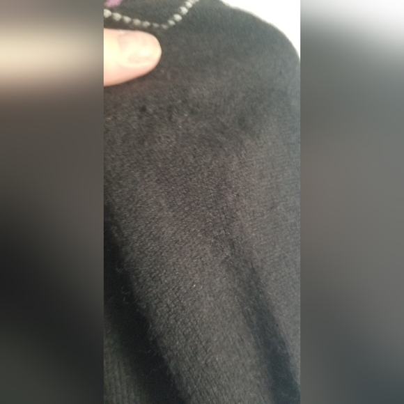Women's Apt.9 100% cashmere cardigan SzM black with purple argyle pattern - Picture 15 of 16